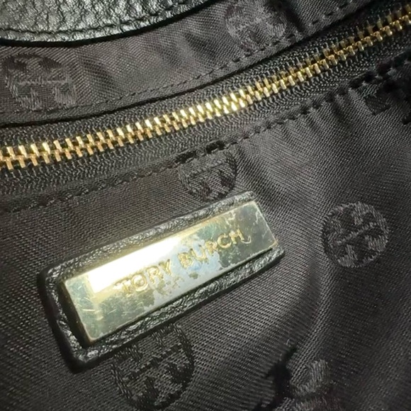 Tory Burch 🔥 Robinson Fold Over Messenger Black Pebbled Leather Crossbody Bag - Picture 9 of 12